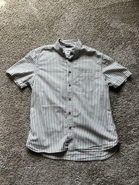Old Navy Men’s Short-Sleeve Striped Button-Down Shirt - White & Gray